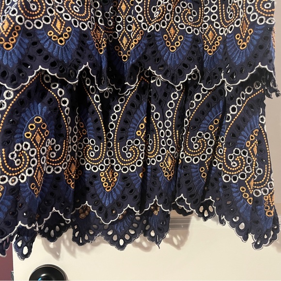 Anthropologie Elegant Navy Blue Embroidered Dress - Picture 6 of 9